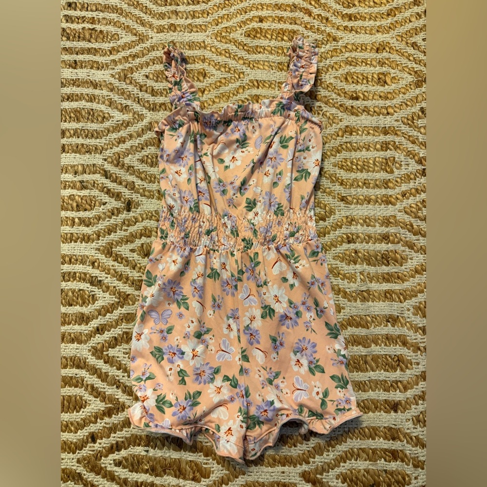 btween Floral Kids One Piece in Peach and Purple